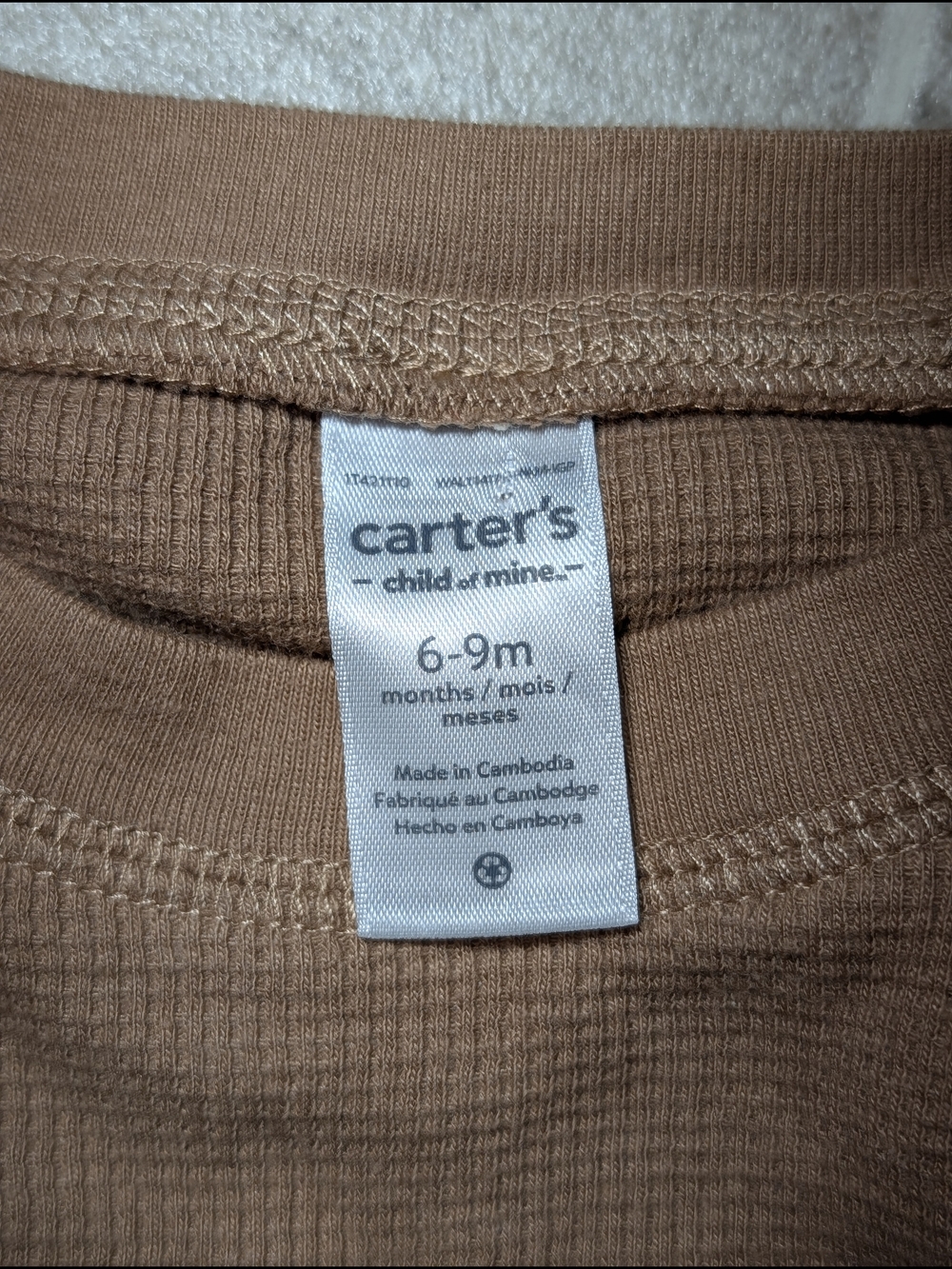 Carter's Brown Bear Waffle Knit Joggers Set Long Sleeve 6-9M - Picture 3 of 8